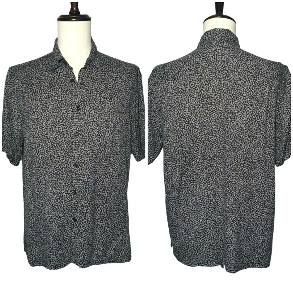 Vintage Silk | Men | 100% Silk Retro Confetti Print SS Button Up Shirt | Large